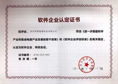 热烈祝贺西安网算数据科技顺利通过“软件企业认定”!